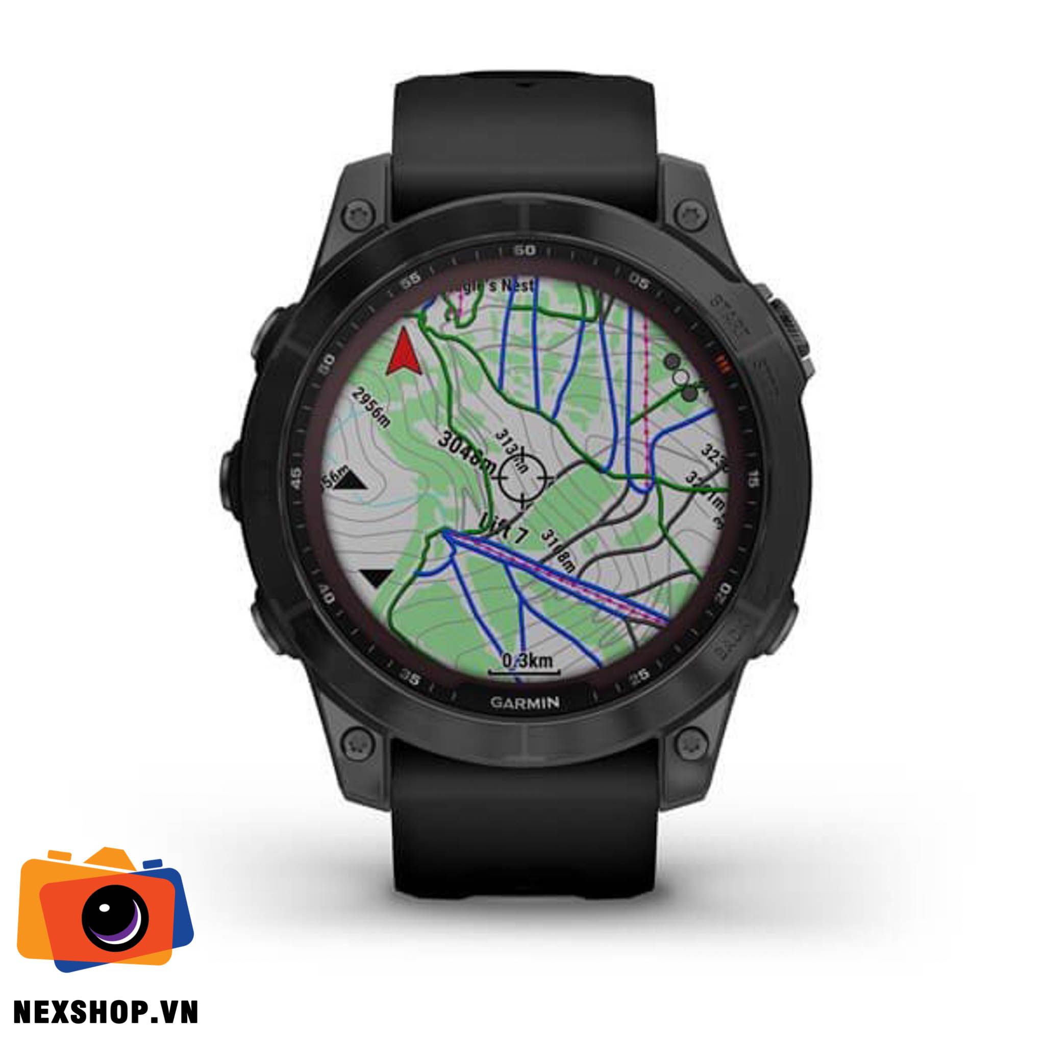 Đồng hồ thông minh Fenix 7 Saphhire, Màu đen phủ DLC viền Titanium với Dây màu đen, Đồng hồ GPS, SEA Solar | Chính hãng FPT