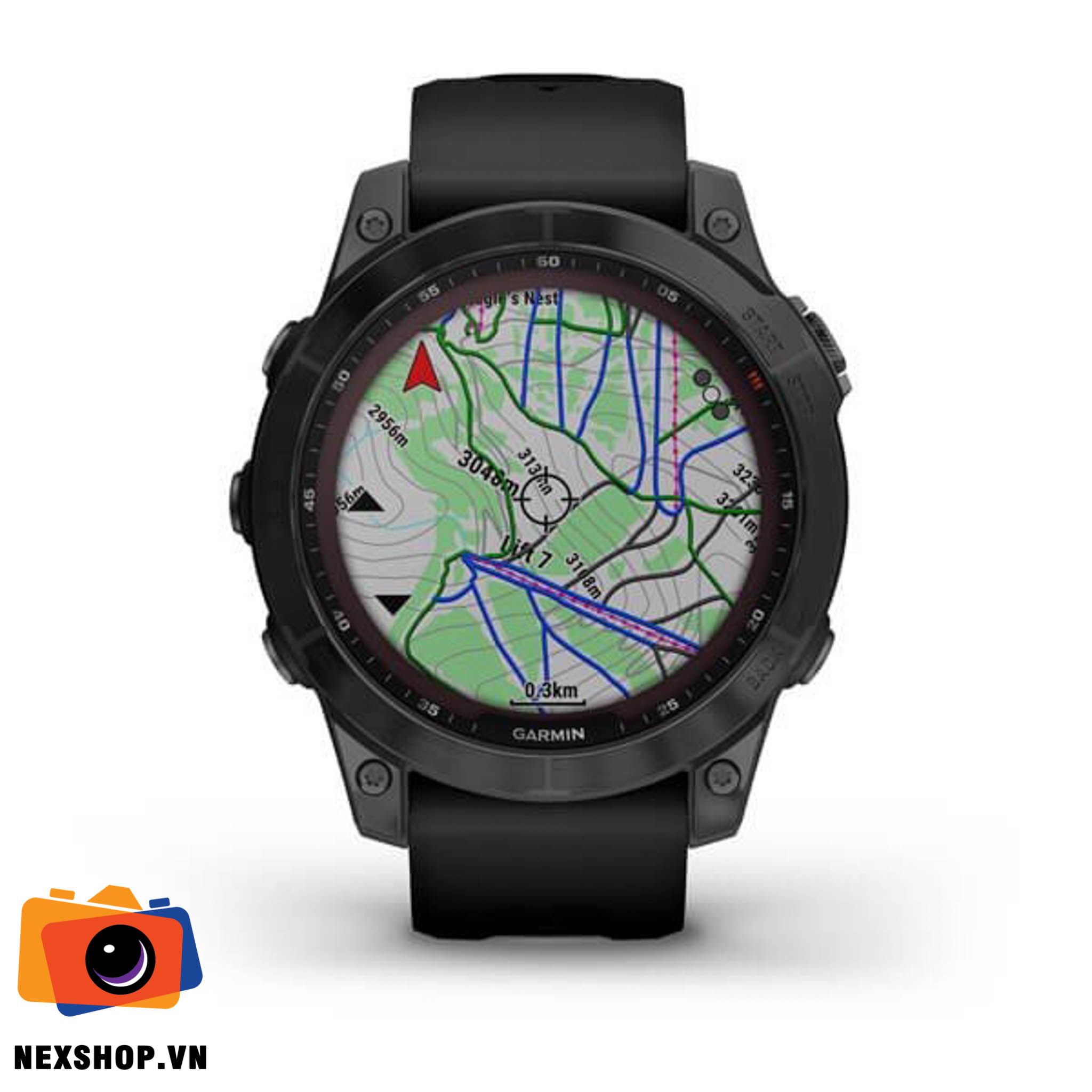 Đồng hồ thông minh Fenix 7 Sapphire, màu đen DLC | Chính hãng FPT - mặt sau và phụ kiện đi kèm