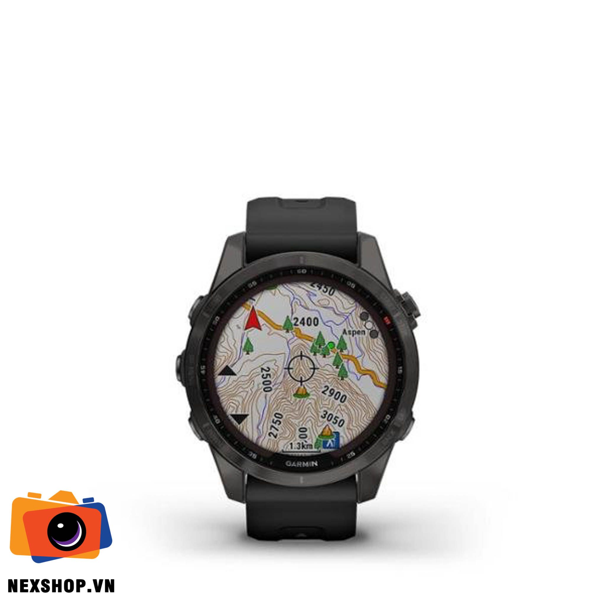 Đồng hồ thông minh fenix 7X, Sapphire, Màu xám Carbon viền Titanium với dây Silicone, Đồng hồ GPS, SEA | Chính hãng FPT