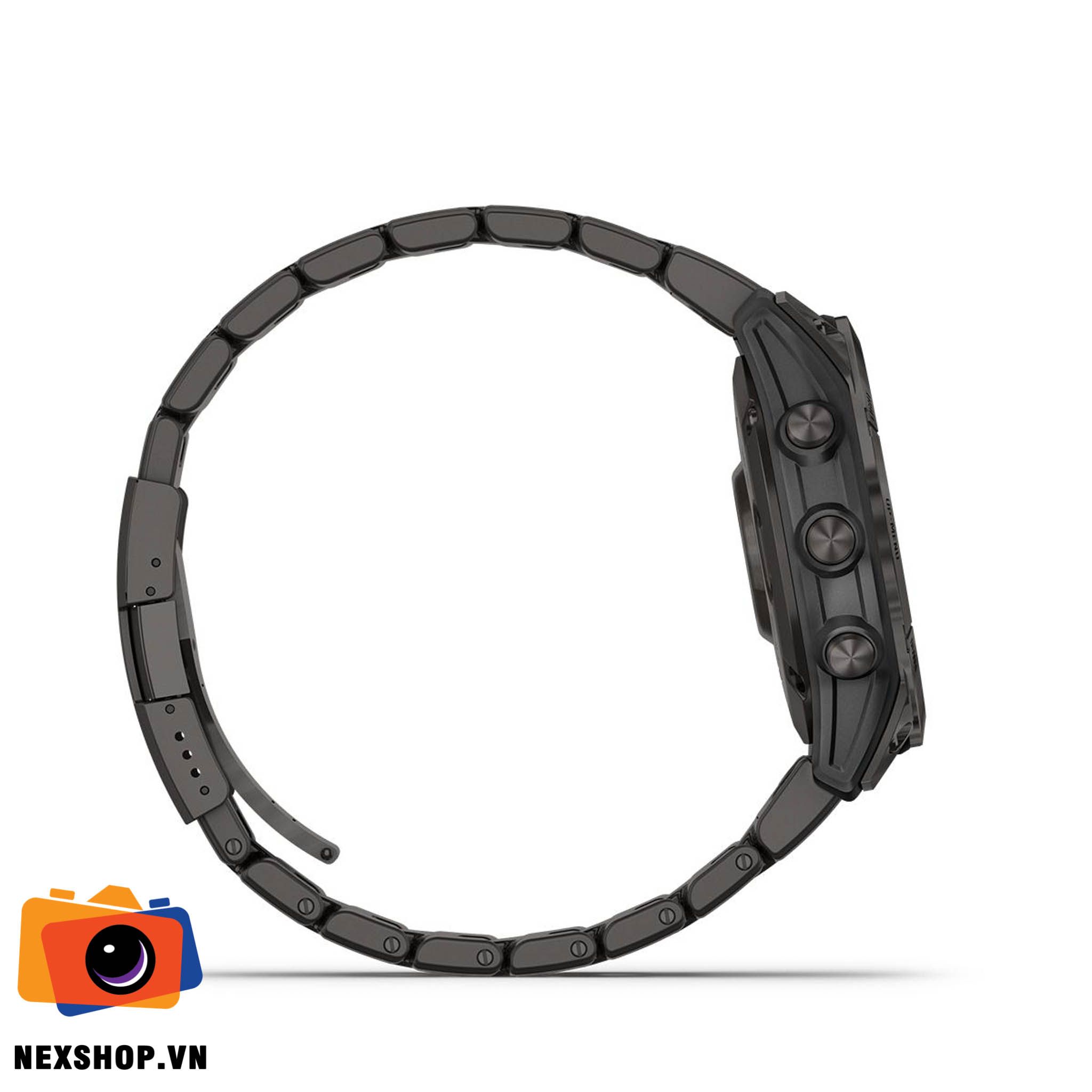 Đồng hồ thông minh Fenix 7 Sapphire Xám Carbon | Chính Hãng - mặt sau và phụ kiện đi kèm