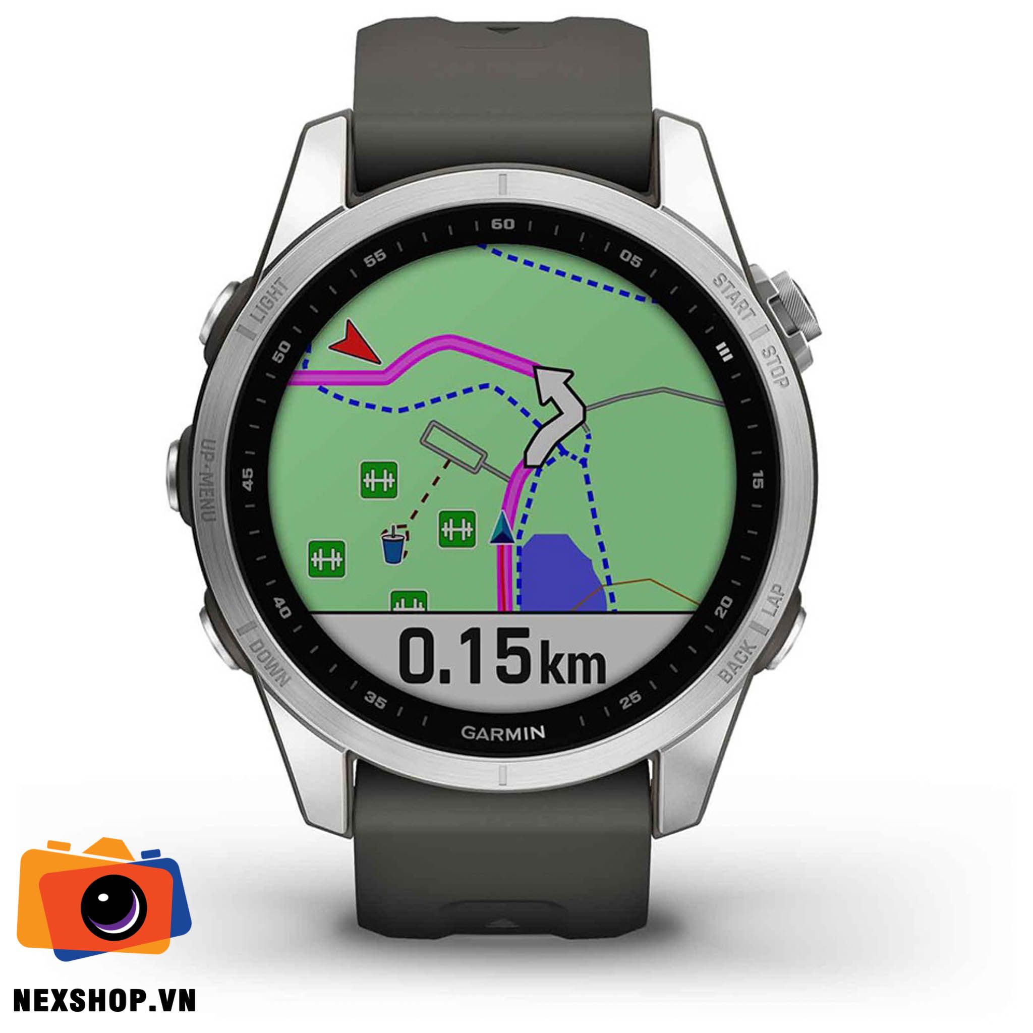 Đồng hồ thông minh Fenix 7S, Màu Bạc với dây màu xám Graphite, Đồng hồ GPS, SEA | Chính hãng FPT