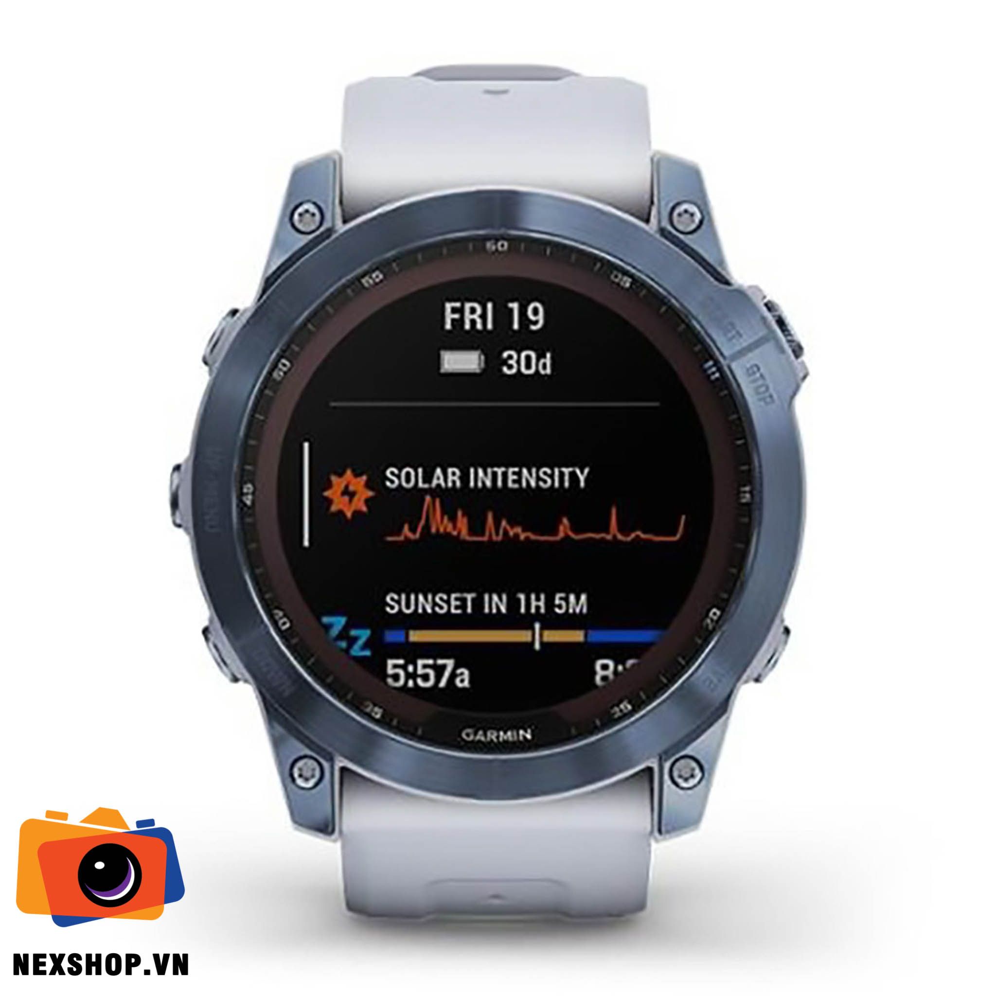 Đồng hồ thông minh fenix 7X, Sapphire, Màu đá trắng viền Titanium với dây Silicone, Đồng hồ GPS, SEA | Chính hãng FPT