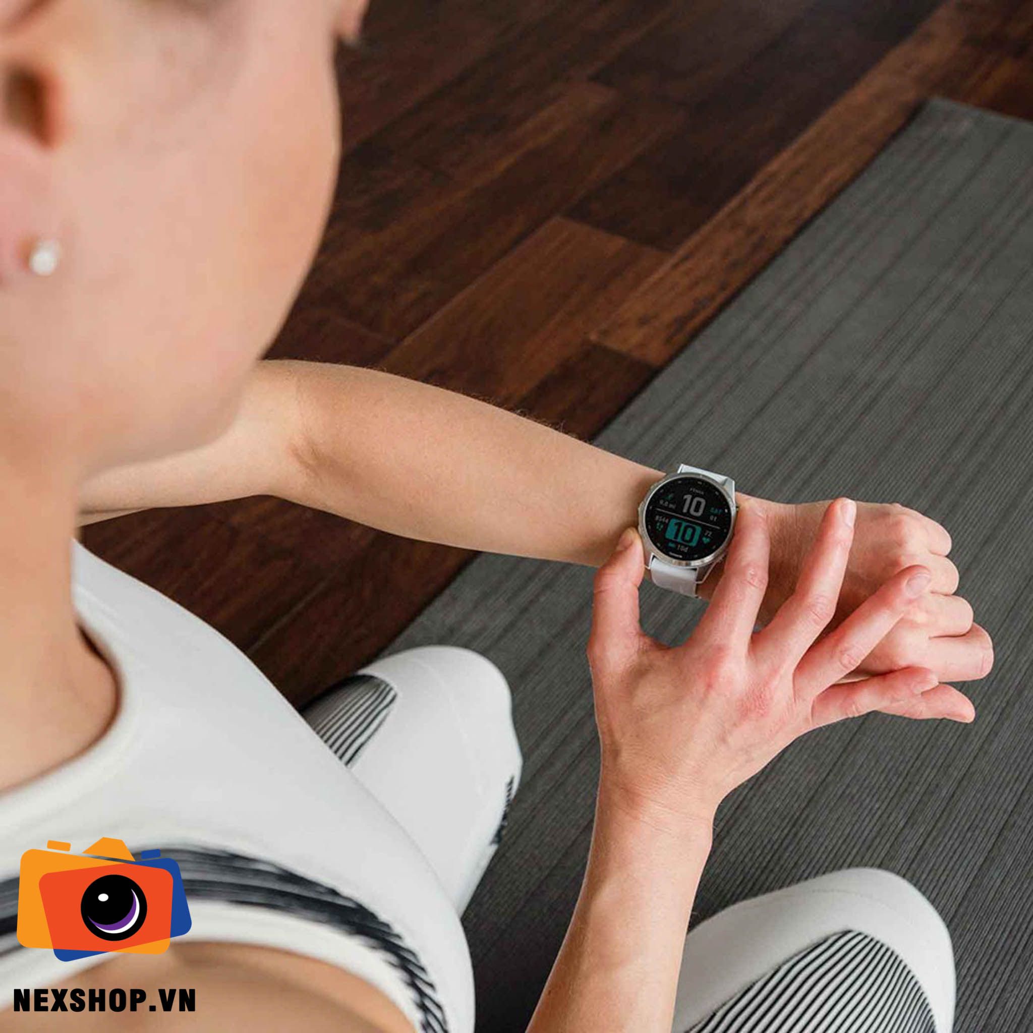 Đồng Hồ Thông Minh Fenix 7S Bạc Dây Xám | Chính Hãng - mặt sau và phụ kiện đi kèm