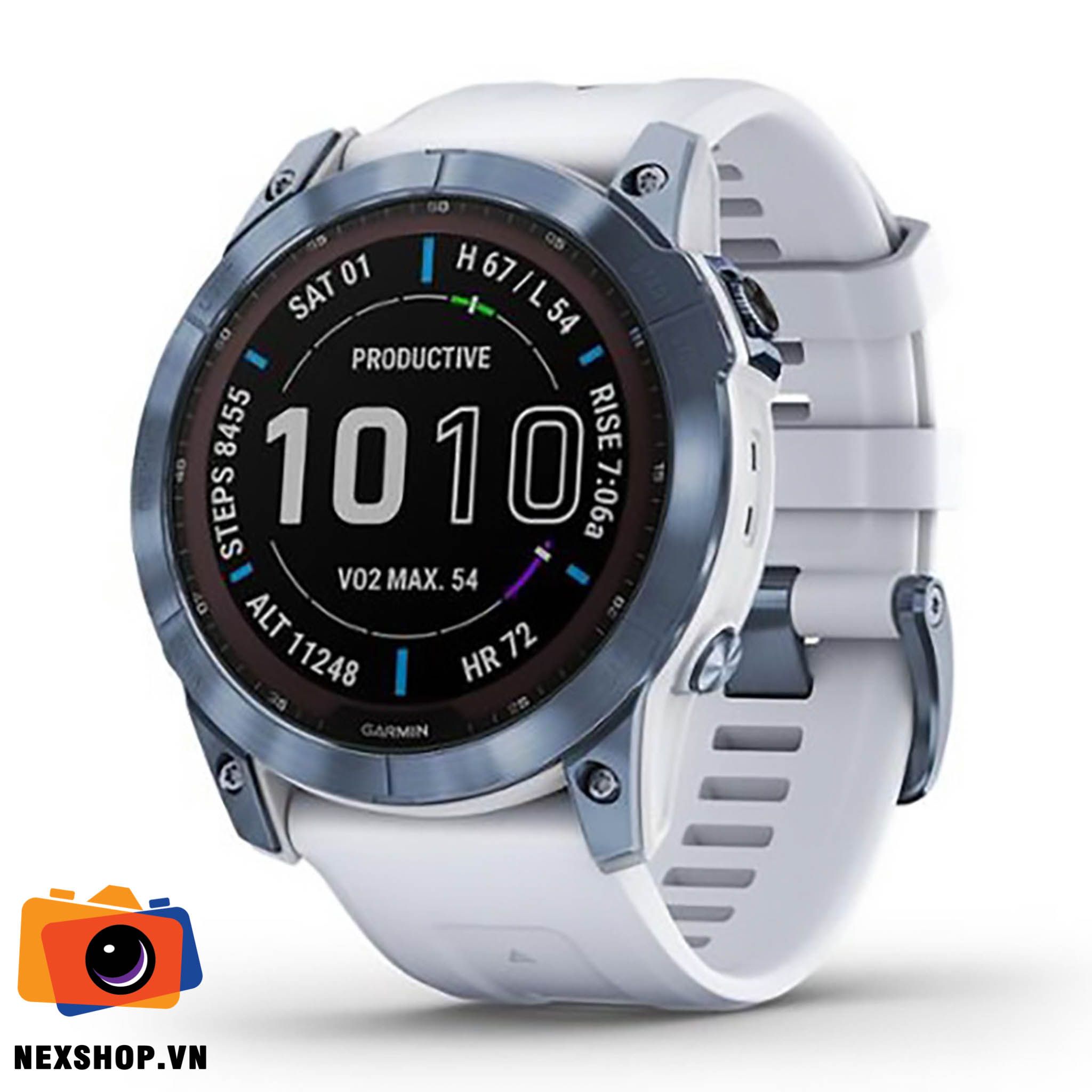 Đồng hồ thông minh fenix 7X, Sapphire, Màu đá trắng viền Titanium với dây Silicone, Đồng hồ GPS, SEA | Chính hãng FPT