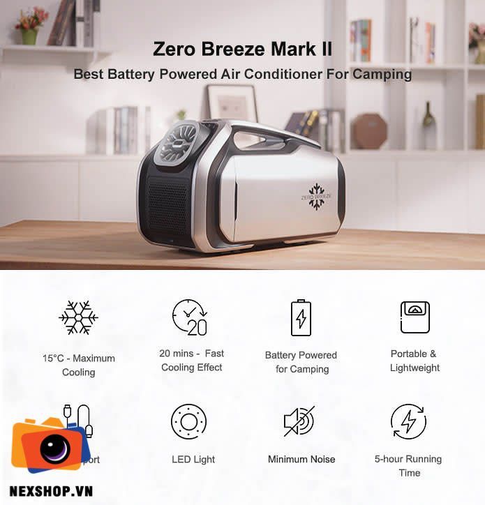 Điều hòa xách tay Zero Breeze Mark 2 (Không pin) | Chính hãng - khả năng kết nối thiết bị