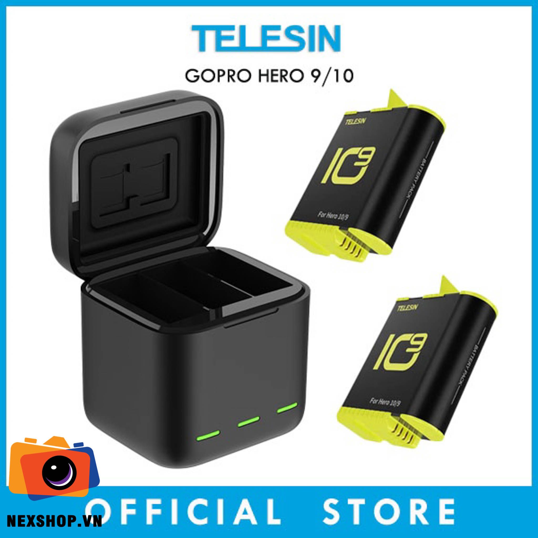 Hộp Sạc Pin GoPro 10/9 Cao Dung Lượng | Telesin (Model New) | Chí - khả năng kết nối thiết bị