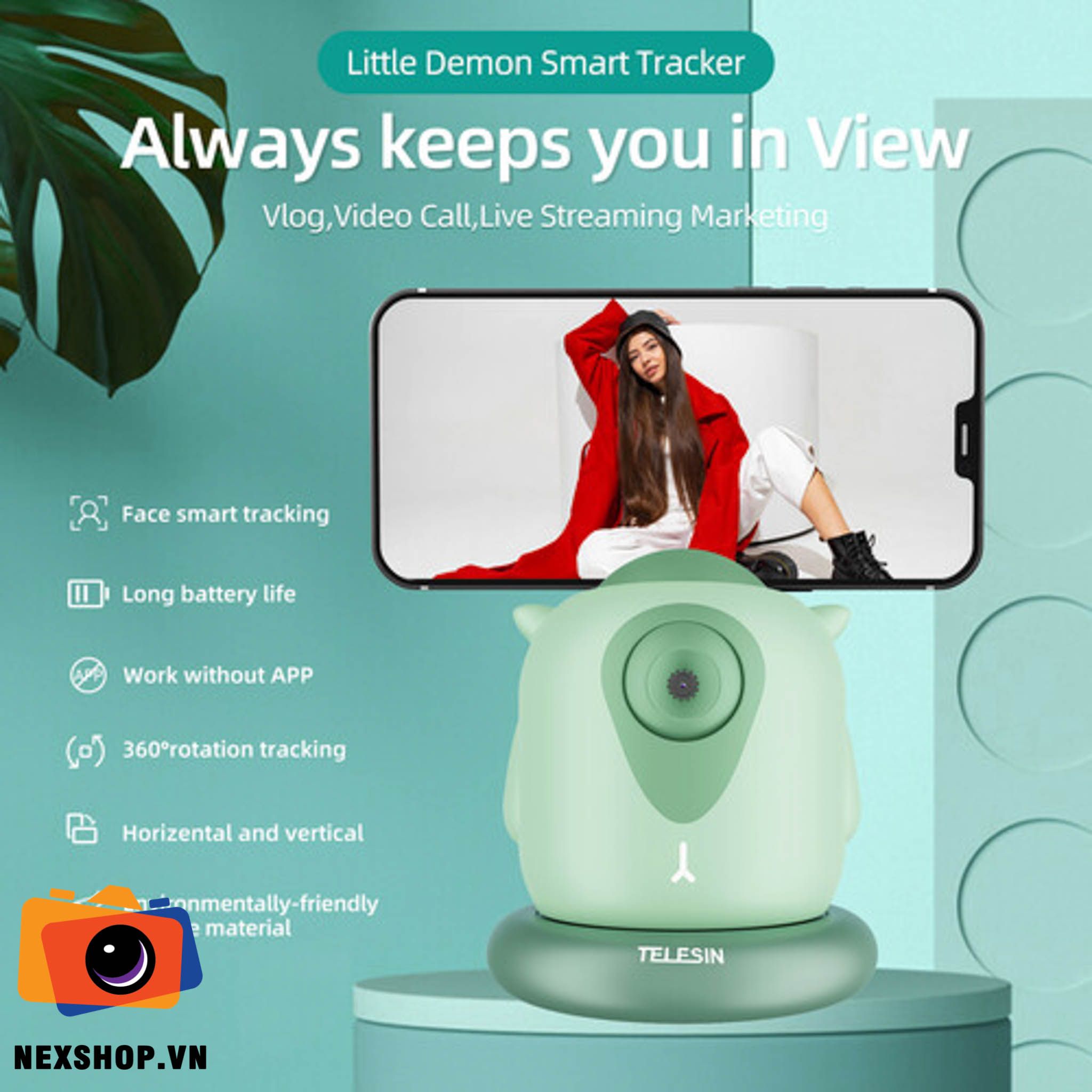 Đế xoay tự động 360° kèm track khuôn mặt | Chính hãng Telesin | M - chi tiết sản phẩm