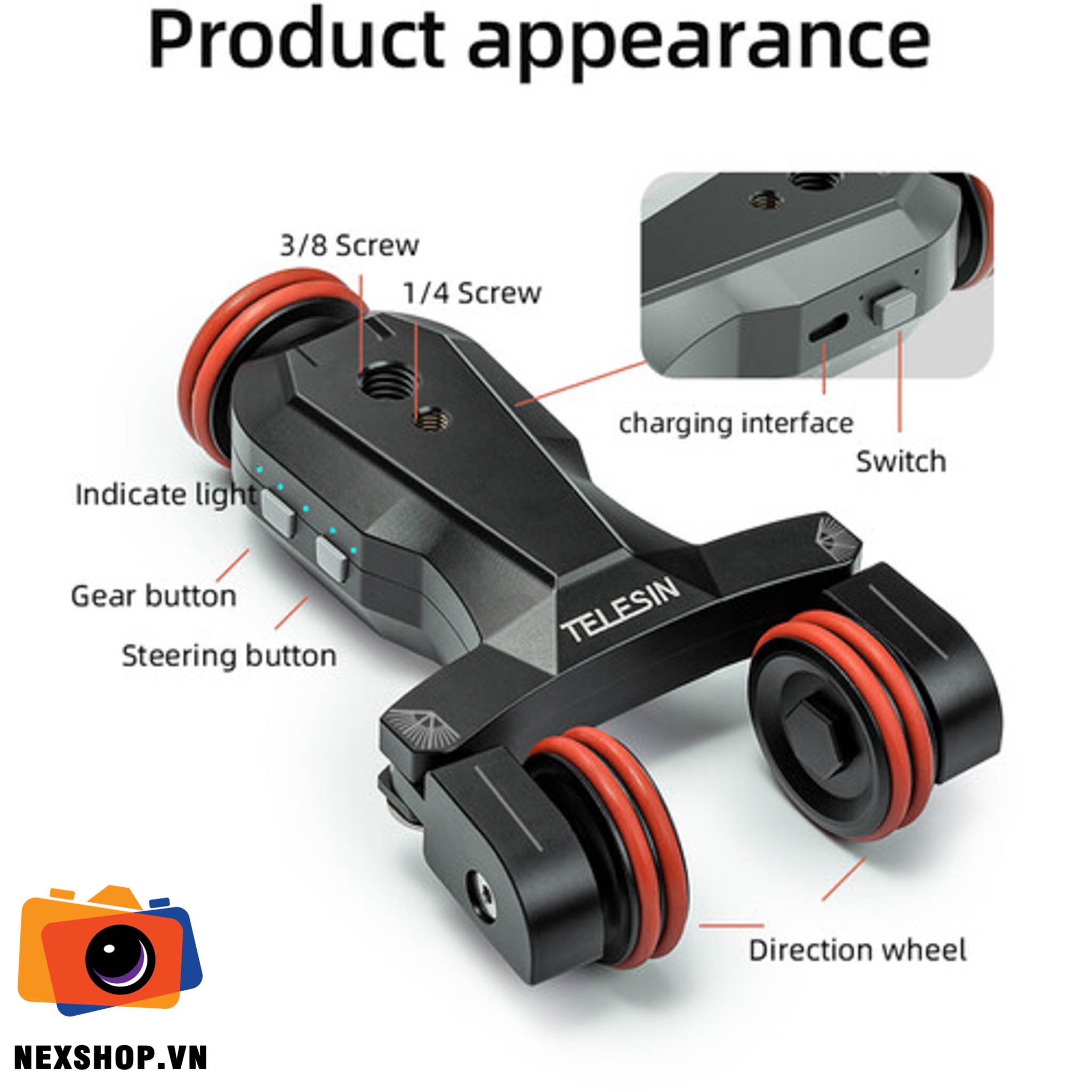 Bánh xe quay phim điều khiển từ xa thông minh TELESIN