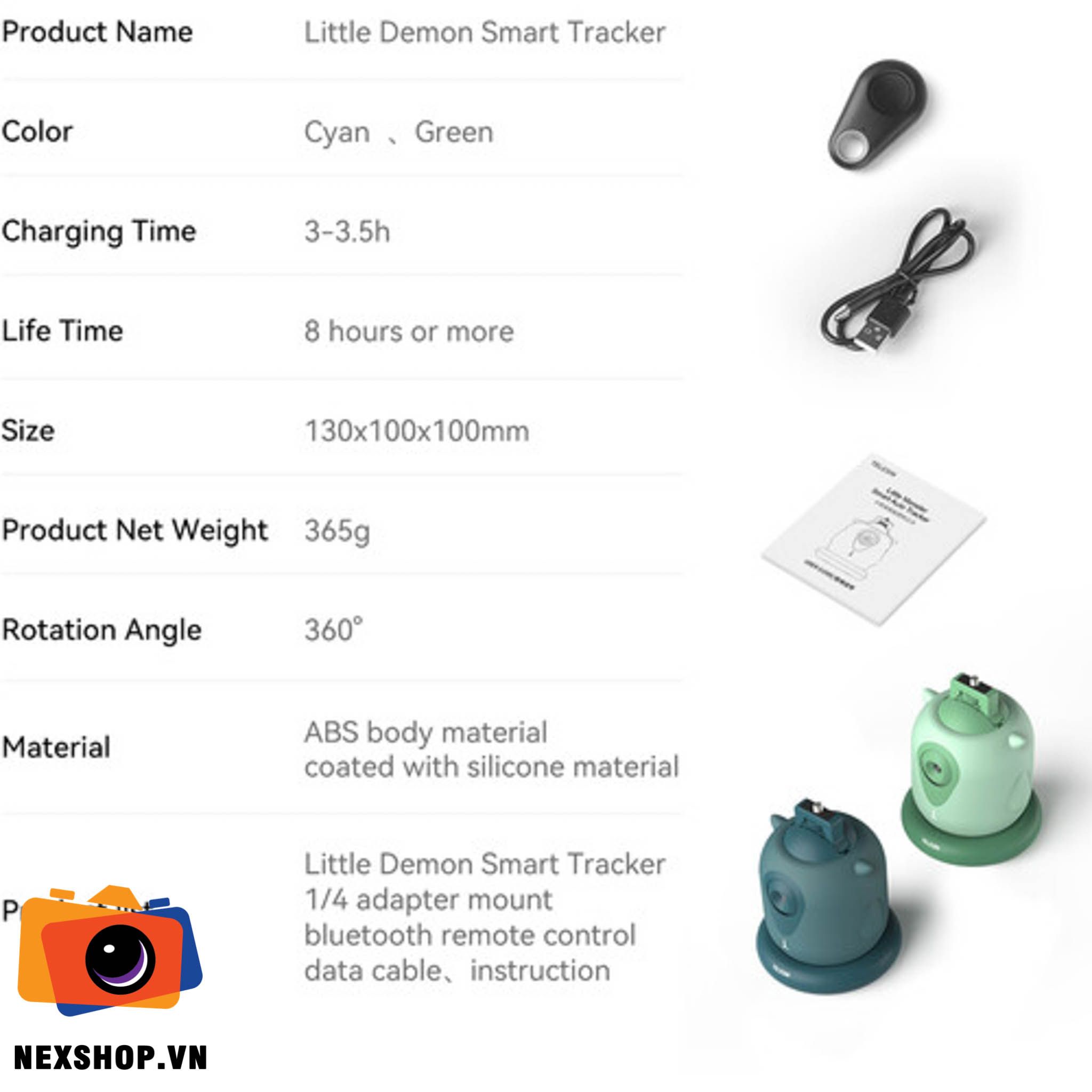 Đế xoay tự động 360° kèm track khuôn mặt | Chính hãng Telesin | M - cấu hình hộp sạc