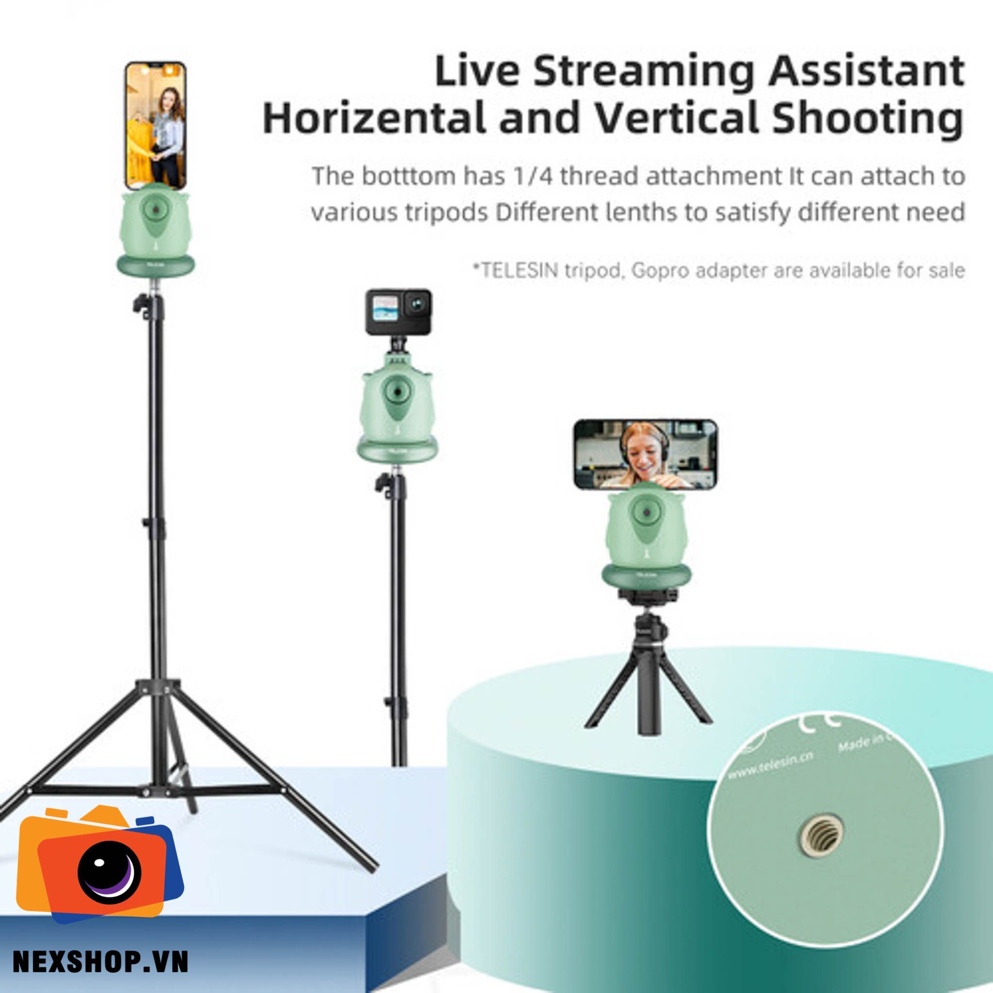 Đế xoay tự động 360° kèm track khuôn mặt | Chính hãng Telesin | M - mặt sau và phụ kiện đi kèm