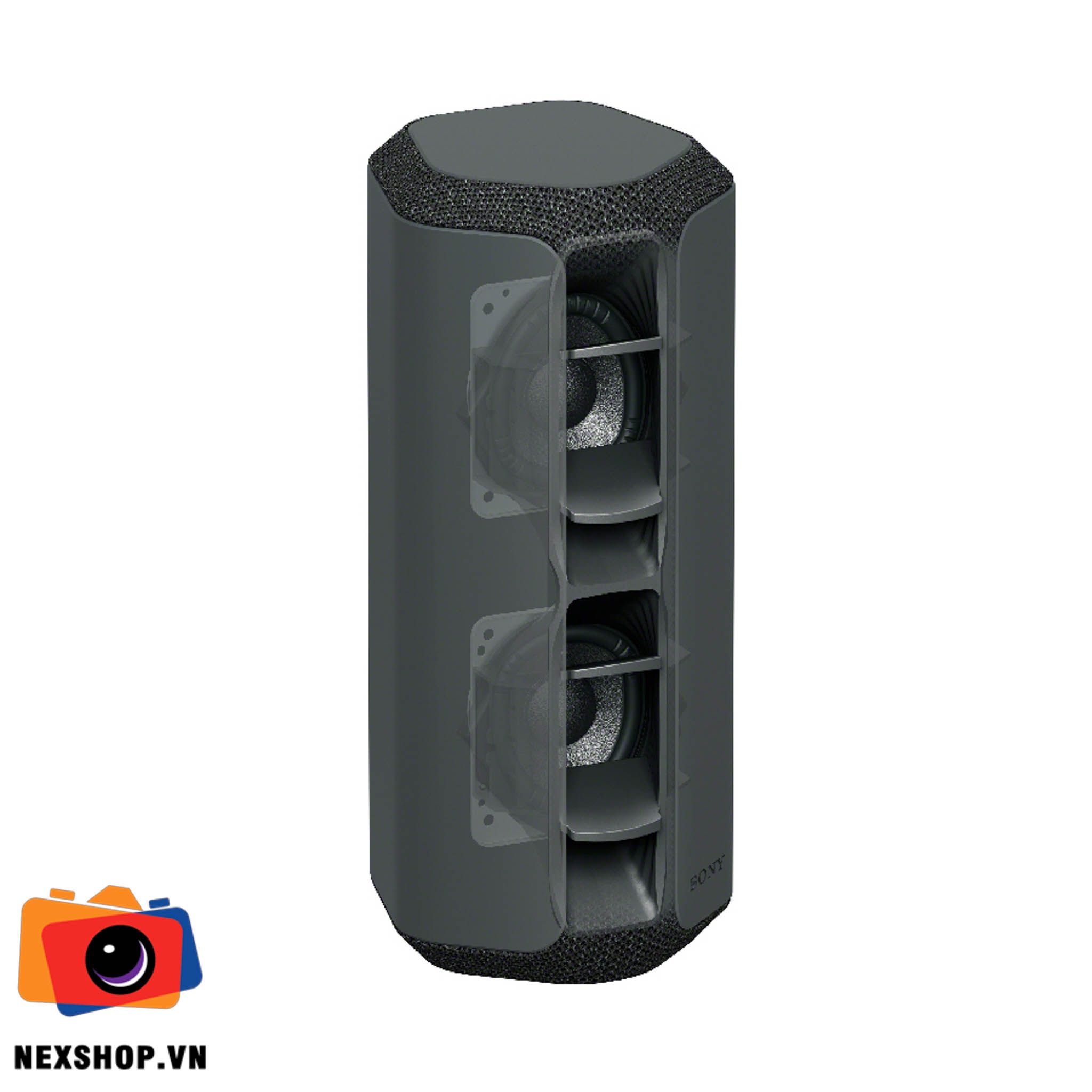 Loa di động SRS-XE200 Màu Đen | Chính hãng SonyVN - mặt sau và phụ kiện đi kèm