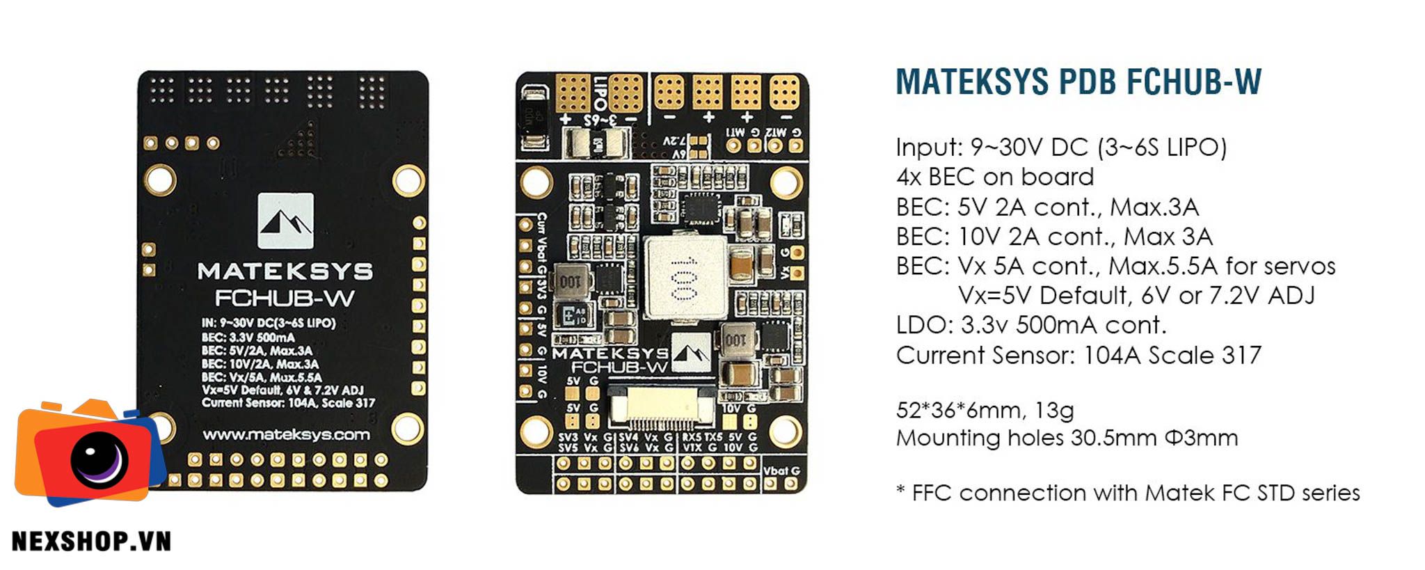 Mateksys PDB FCHUB-W for Fixed Wings | Chính hãng - thiết kế và phụ kiện
