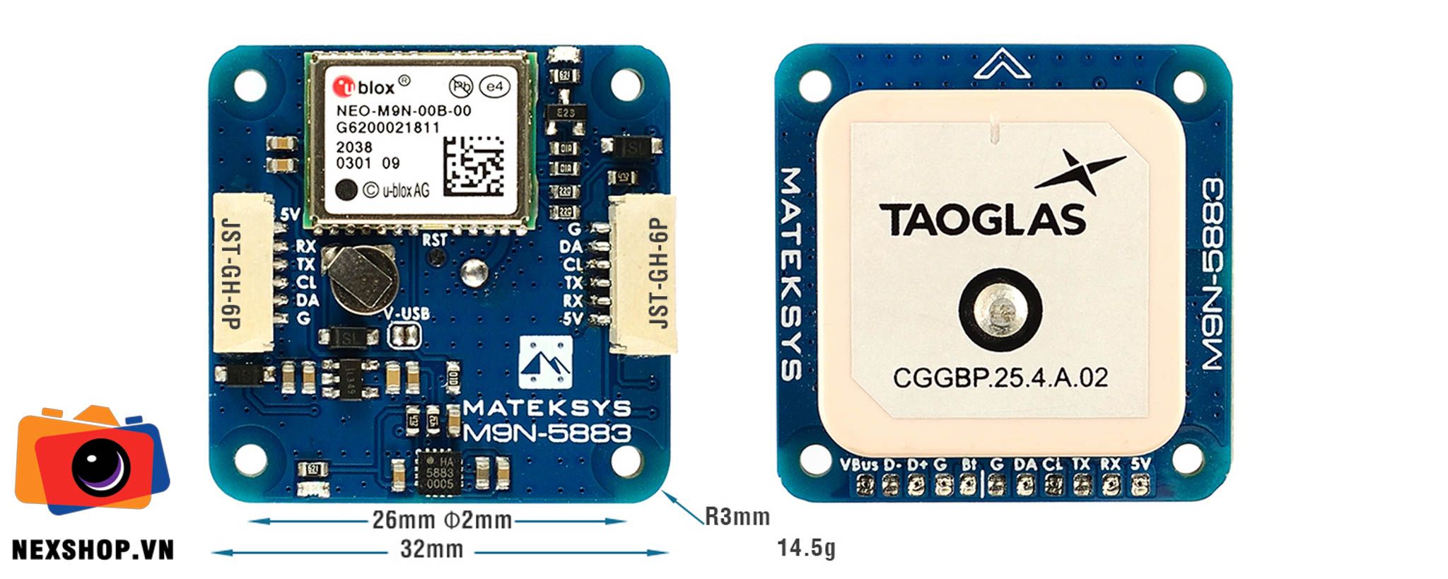 Mateksys GNSS & Compass M9N-5883 | GPS