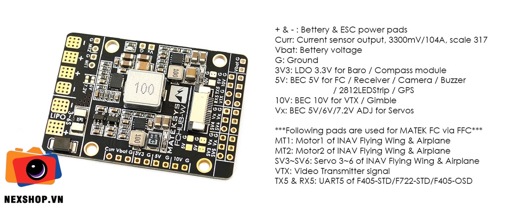 Mateksys PDB FCHUB-W for Fixed Wings