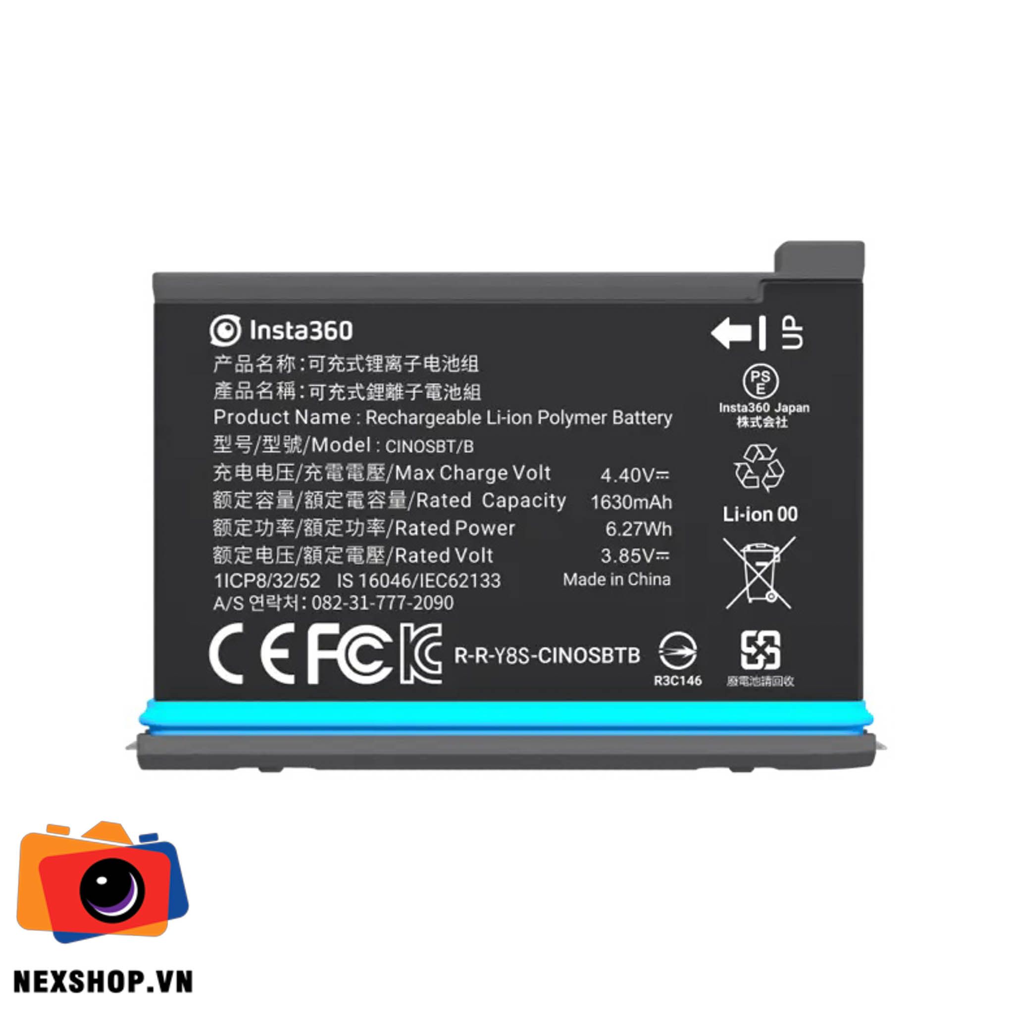 Pin dung lượng cao cho Insta360 One X2 Original 1630mah | Chính hãng - mặt sau và phụ kiện đi kèm