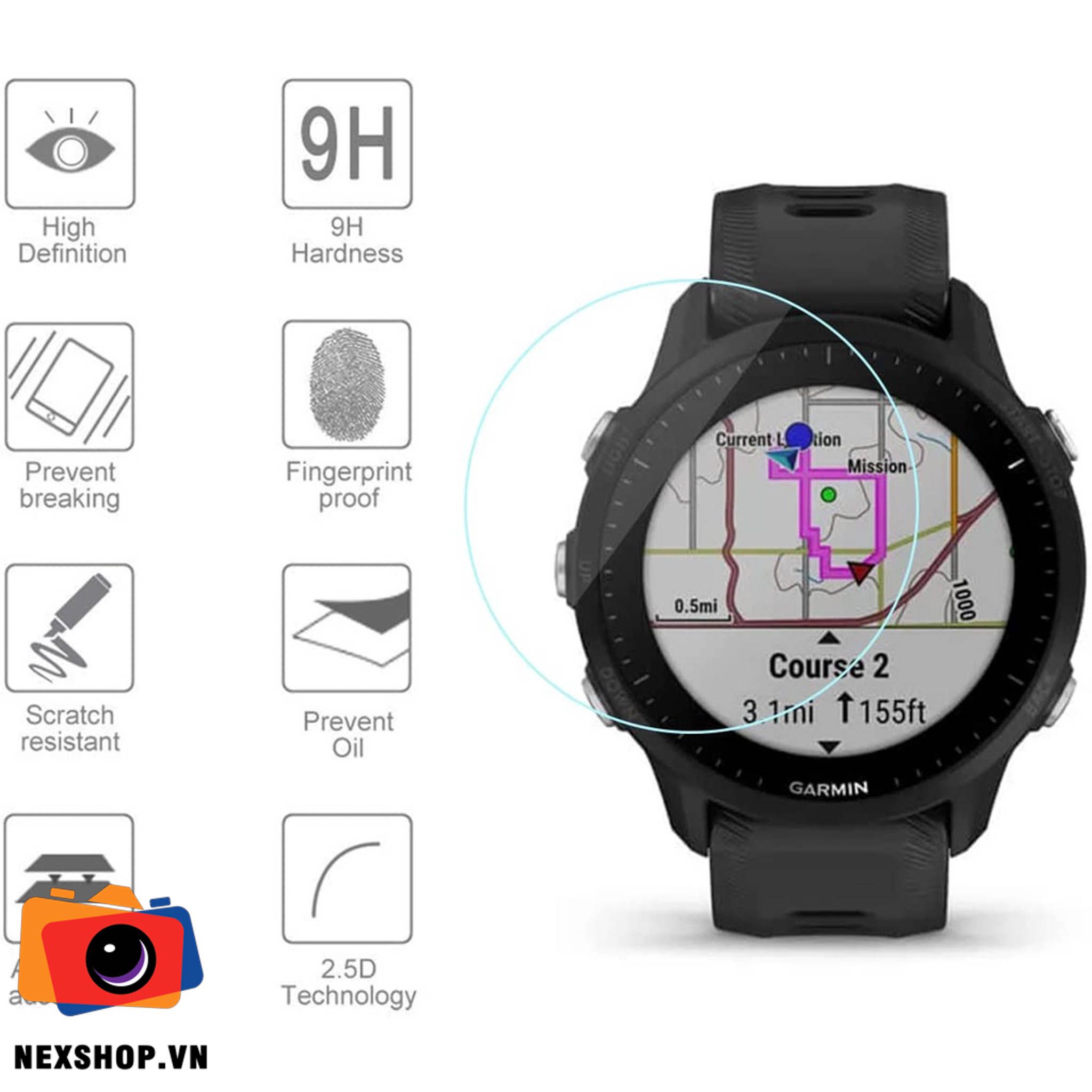 Miếng dán cường lực đồng hồ Forerunner 255S | Nhập khẩu