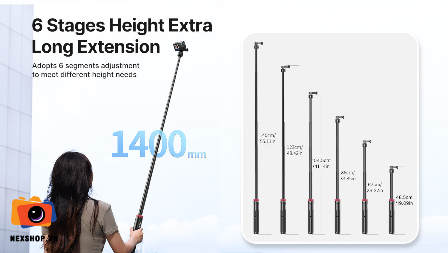 Gậy kéo dài Ulanzi Go-Quick II 1.4m | Chính hãng - cấu hình hộp sạc