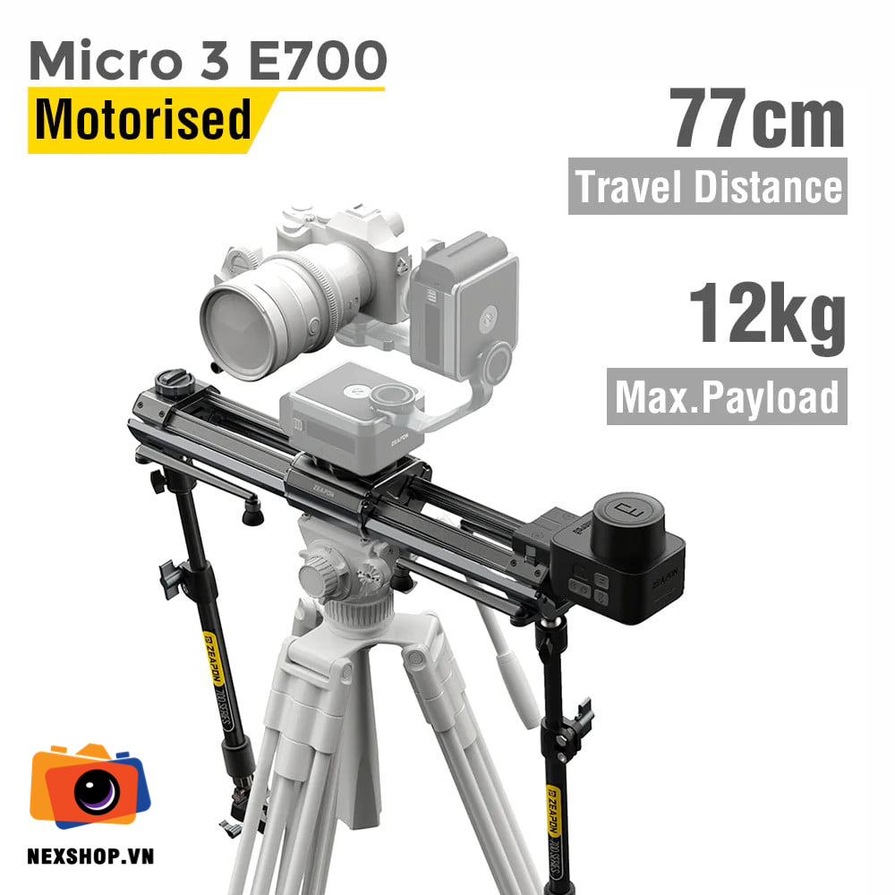 Zeapon Micro3 E700 Motorised double distance slider - Slider chuyên nghiệp dành cho Máy Ảnh - Tải trọng 12kg | Chính hãng KingCom