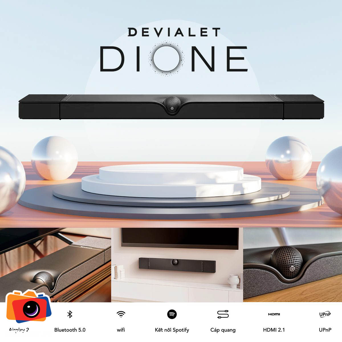 Loa thanh Soundbar DEVIALET Dione | Chính hãng FullVAT - cấu hình hộp sạc