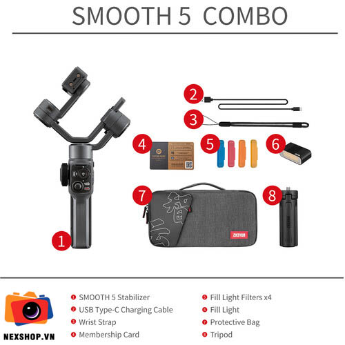 Thiết bị chống rung Zhiyun Smooth 5S Pro Combo Grey | Chính hãng