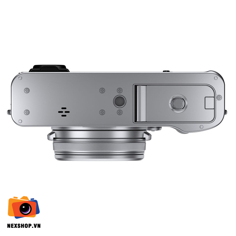Máy ảnh Fujifilm X100V màu bạc | Chính hãng NexShop - mặt sau và phụ kiện đi kèm
