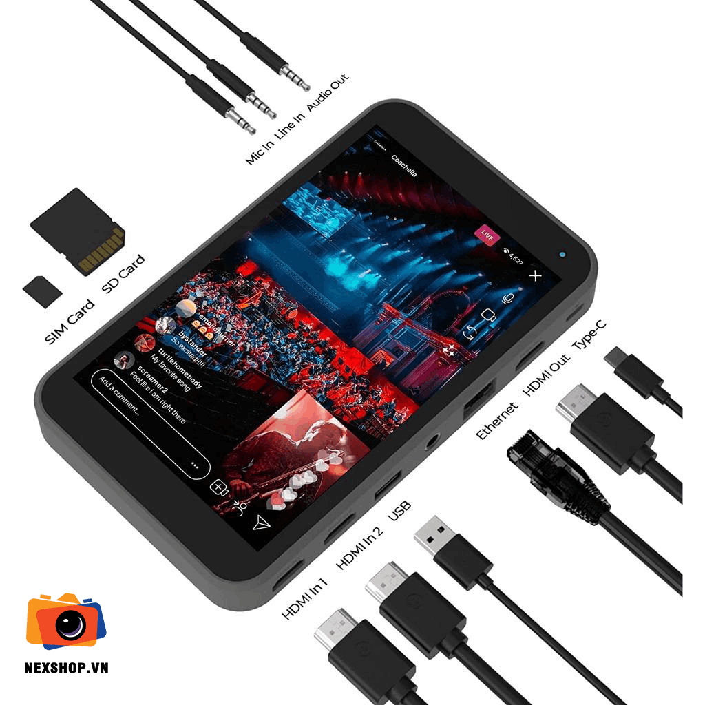 Thiết bị Livestream YoloLiv Instream | Chính hãng, Chuyên nghiệp - mặt sau và phụ kiện đi kèm