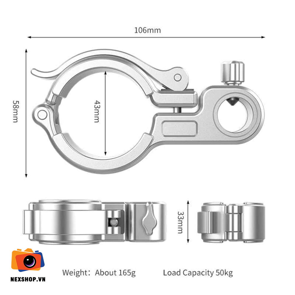 GearTree Kẹp | 1 Điểm Gắn Cho Đinh Tán 15,8mm | Hàng nhập khẩu