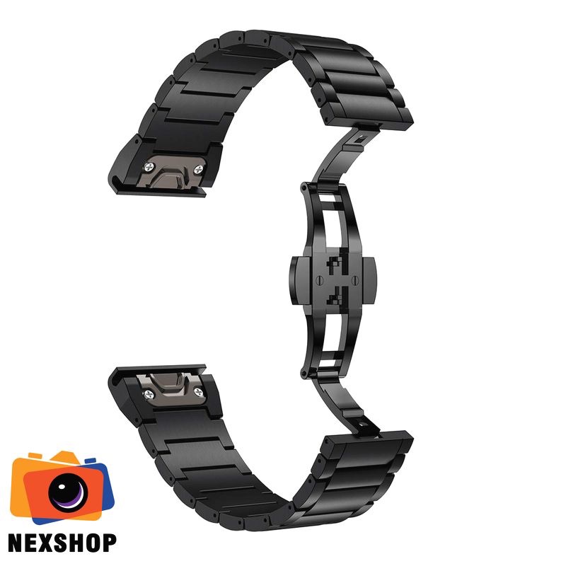 Dây đồng hồ LDFAS Titanium | 26mm | Nhập khẩu ( Fenix 7/6 Pro/5 Plus Band, 22mm Titanium Metal Quick Release Easy Fit Watch Strap with Double Button Clasp Compatible for Garmin Fenix 7 5 Plus 6 Pro/Forerunner 935/945/Epix Gen 2 Smartwatch, Black )