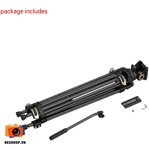 Chân máy quay SmallRig Heavy-Duty Fluid Head Tripod | Chính hãng - mặt sau và phụ kiện đi kèm