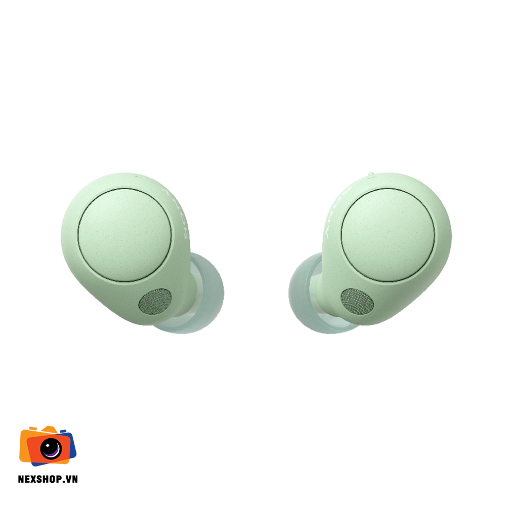 Tai nghe True Wireless chống ồn SONY WF-C700N màu Xanh lá | Chính - mặt sau và phụ kiện đi kèm