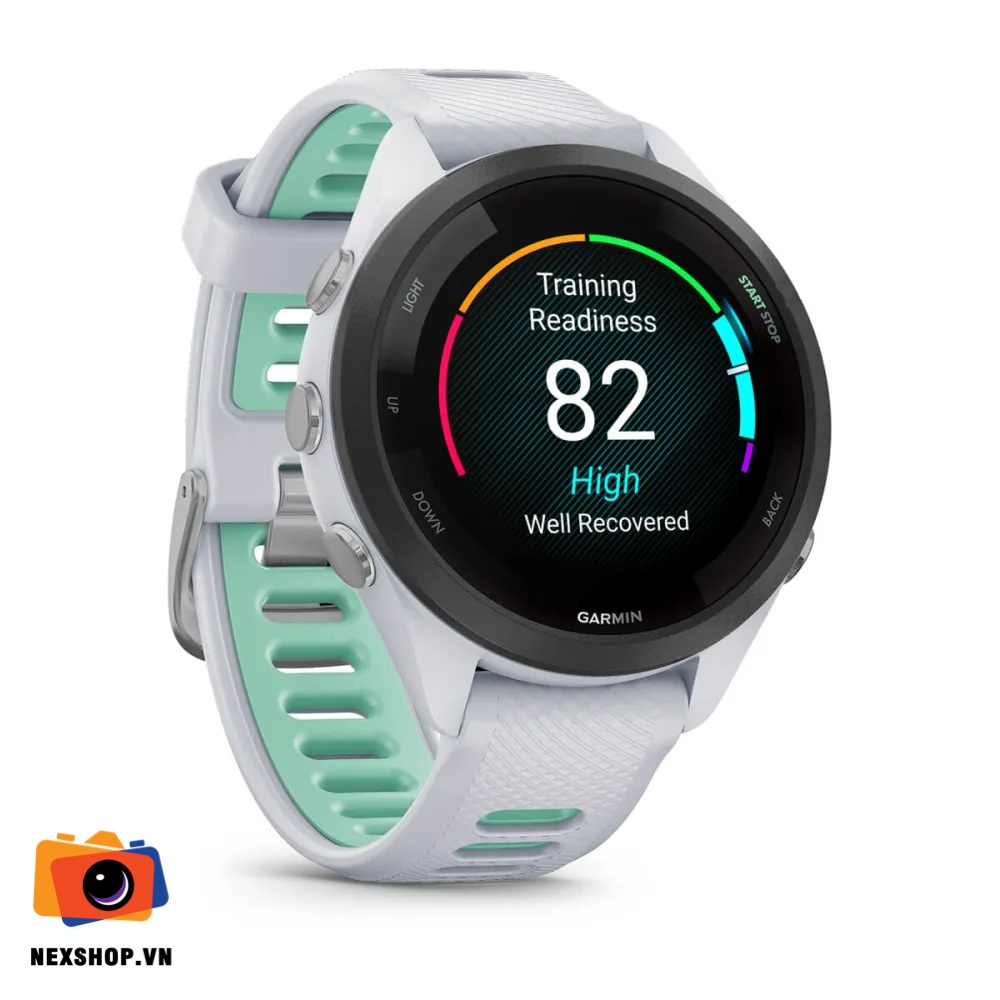 Đồng hồ thông minh Forerunner 265S Music, WiFi, GPS, KOR/SEA, Whitestone/Neo Tropic Silicone Band