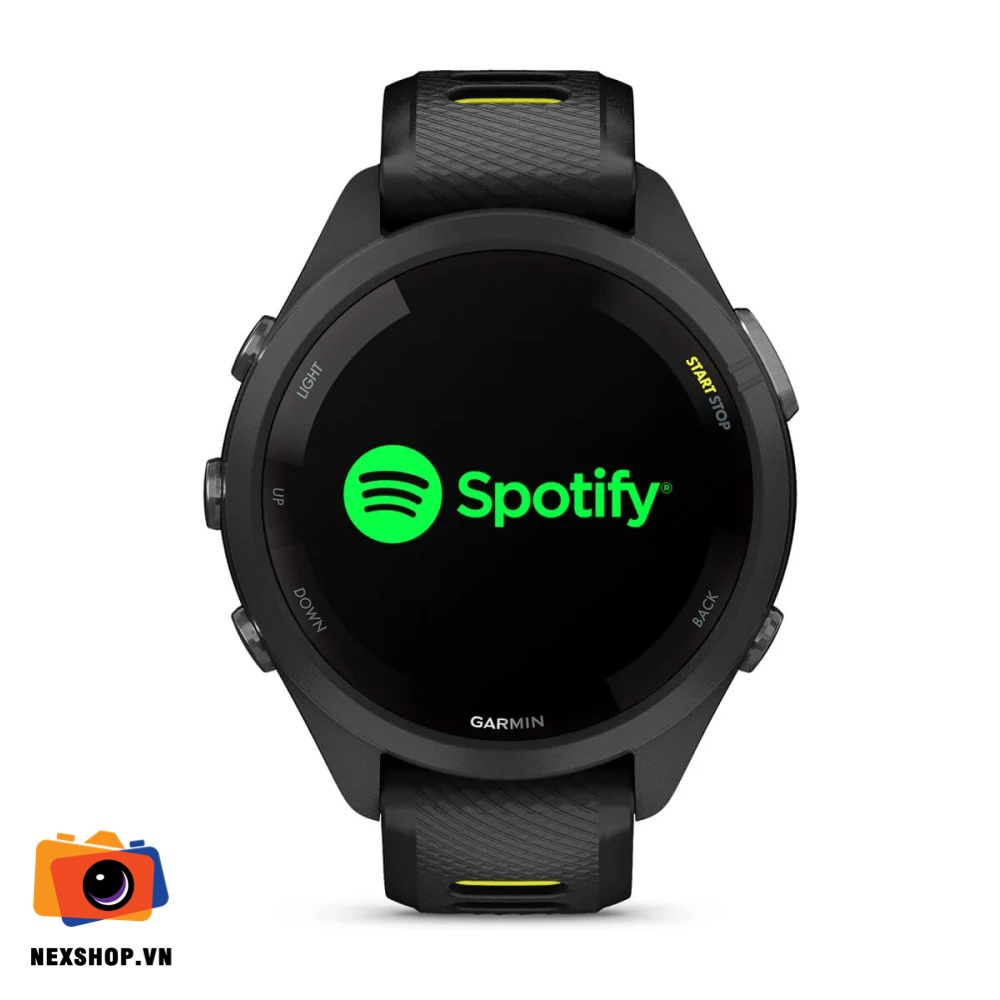 Đồng hồ thông minh Forerunner 265S Music, WiFi, GPS, KOR/SEA, Black/Amp Yellow Silicone Band