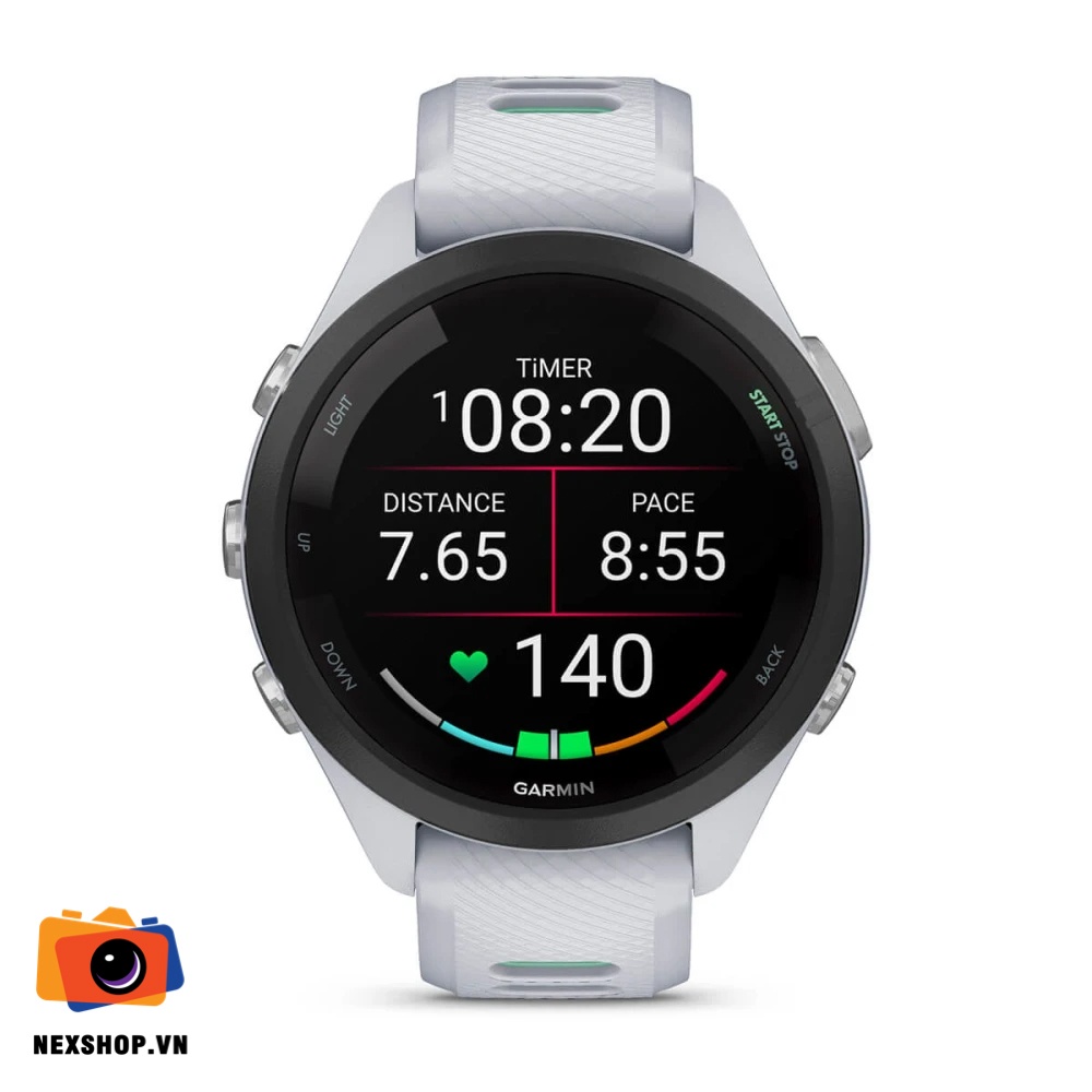 Đồng hồ thông minh Forerunner 265S Music, WiFi, GPS, KOR/SEA, Whitestone/Neo Tropic Silicone Band