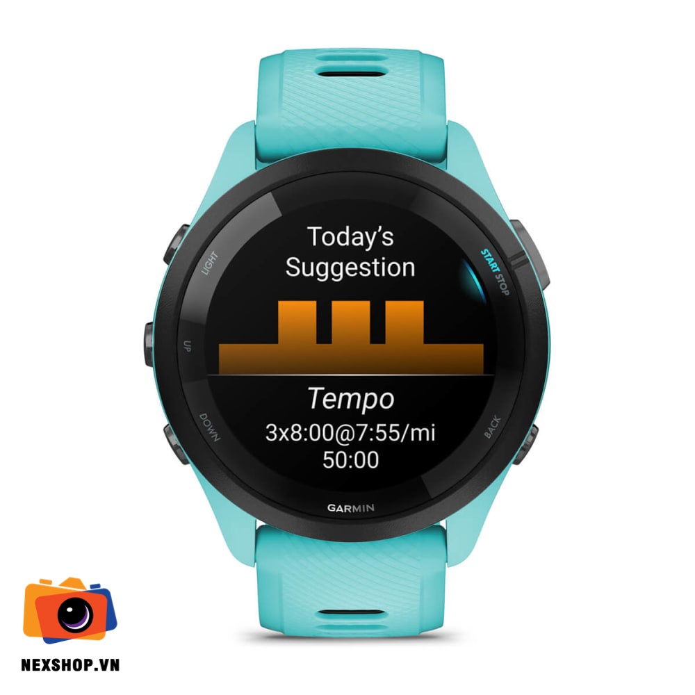 Đồng hồ thông minh Forerunner 265 Music, WiFi, GPS, KOR/SEA, Aqua/Black Silicone Band