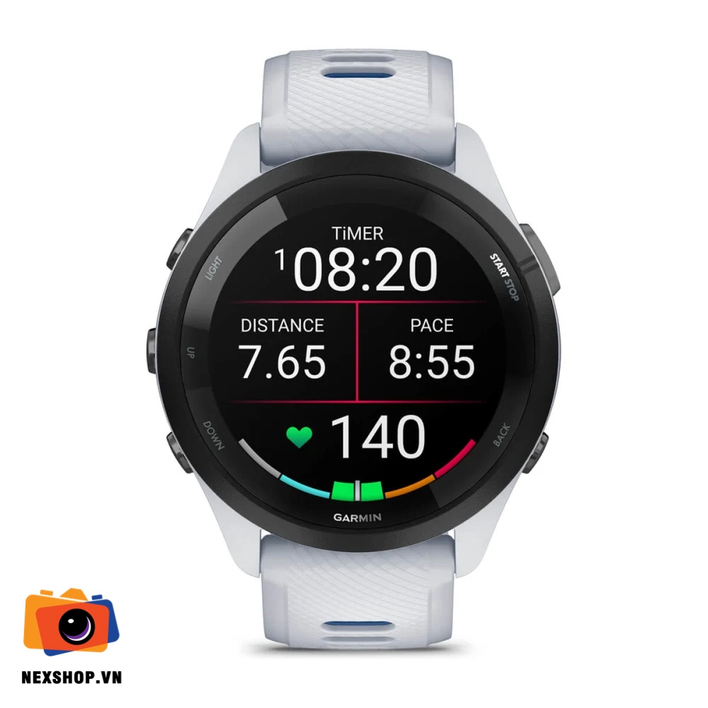 Đồng hồ thông minh Forerunner 265 Music, WiFi, GPS, KOR/SEA, Whitestone Case and Whitestone/Tidal Blue Silicone Band