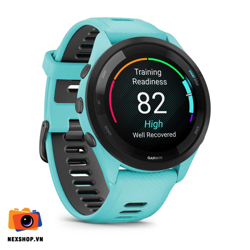 Đồng hồ thông minh Forerunner 265 Music, WiFi, GPS, KOR/SEA, Aqua/Black Silicone Band