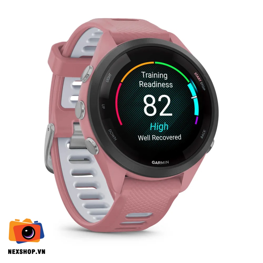 Đồng hồ thông minh Forerunner 265S Music, WiFi, GPS, KOR/SEA, Light Pink/Whitestone Silicone Band