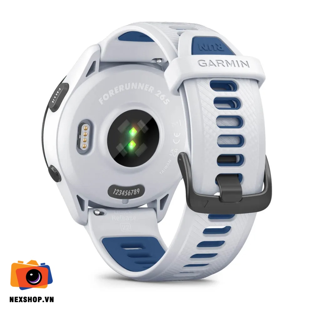 Đồng hồ thông minh Forerunner 265 Music, WiFi, GPS, KOR/SEA, Whitestone Case and Whitestone/Tidal Blue Silicone Band