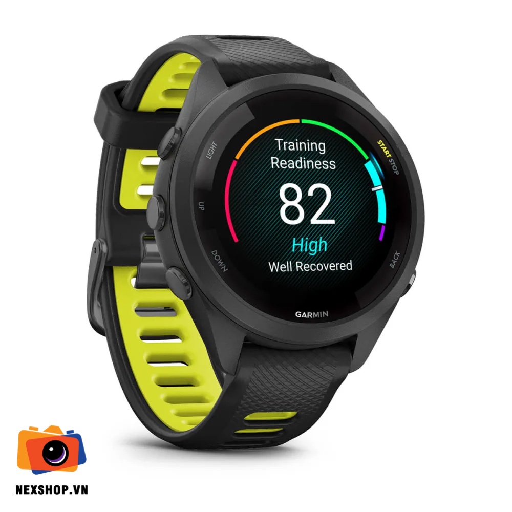 Đồng hồ thông minh Forerunner 265S Music, WiFi, GPS, KOR/SEA, Black/Amp Yellow Silicone Band