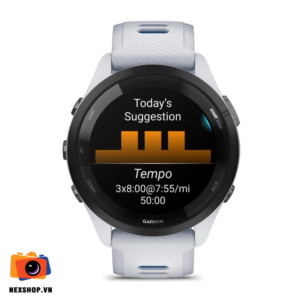 Đồng hồ thông minh Forerunner 265 Music, WiFi, GPS, KOR/SEA, Whitestone Case and Whitestone/Tidal Blue Silicone Band