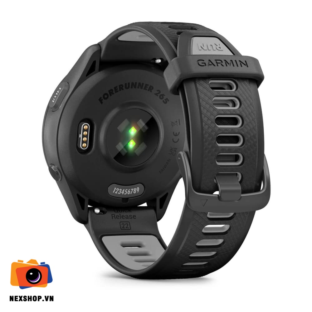 Đồng hồ thông minh Forerunner 265 Music, WiFi, GPS, KOR/SEA, Black/Powder Gray Silicone Band