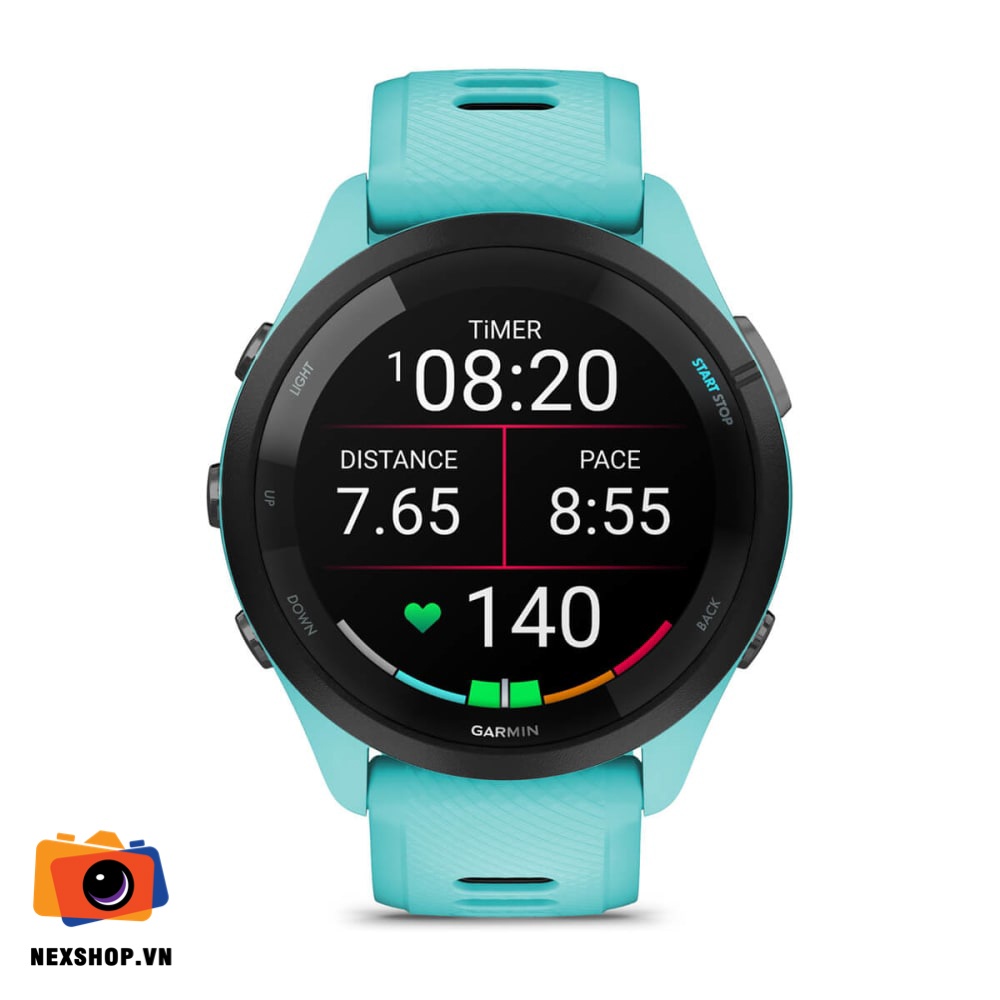 Đồng hồ thông minh Forerunner 265 Music, WiFi, GPS, KOR/SEA, Aqua/Black Silicone Band