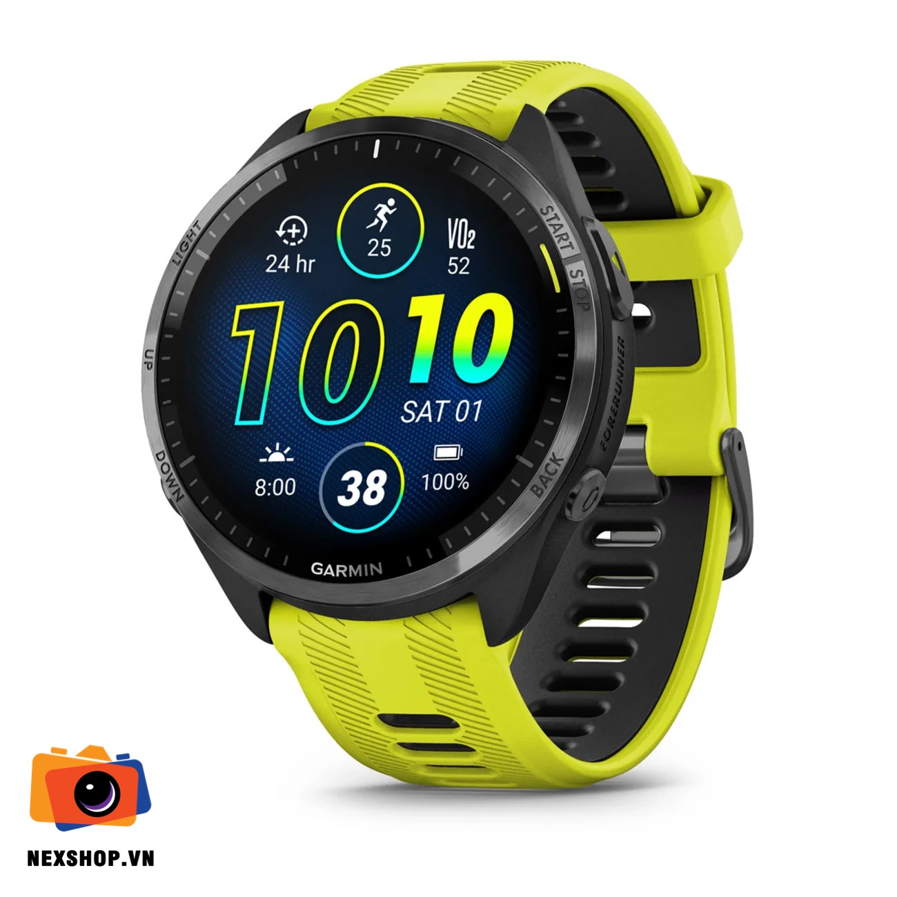Đồng hồ thông minh Forerunner 965, GPS, SEA, Amp Yellow/Black Silicone Band