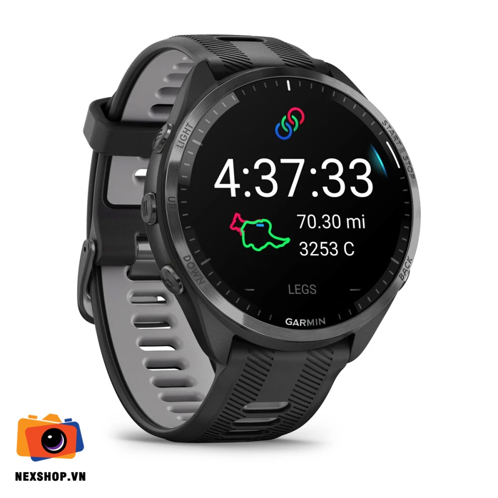 Đồng hồ thông minh Forerunner 965, GPS, SEA, Black/Powder Gray Silicone Band