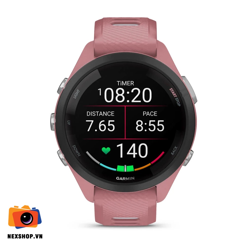 Đồng hồ thông minh Forerunner 265S Music, WiFi, GPS, KOR/SEA, Light Pink/Whitestone Silicone Band