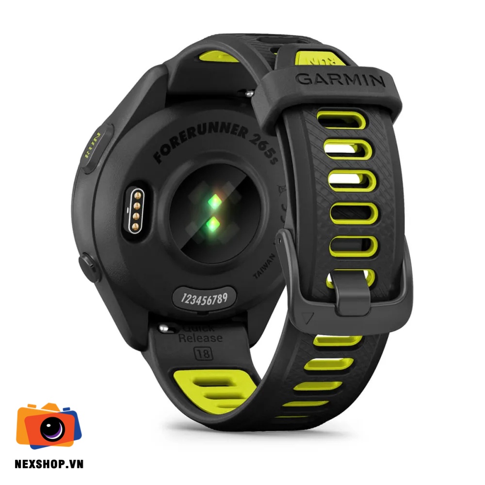 Đồng hồ thông minh Forerunner 265S Music, WiFi, GPS, KOR/SEA, Black/Amp Yellow Silicone Band