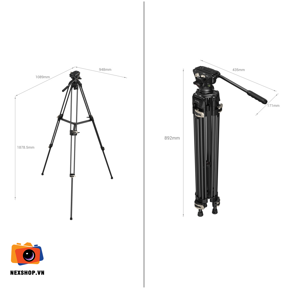 SmallRig Heavy-Duty Fluid Head Tripod AD-01 3751