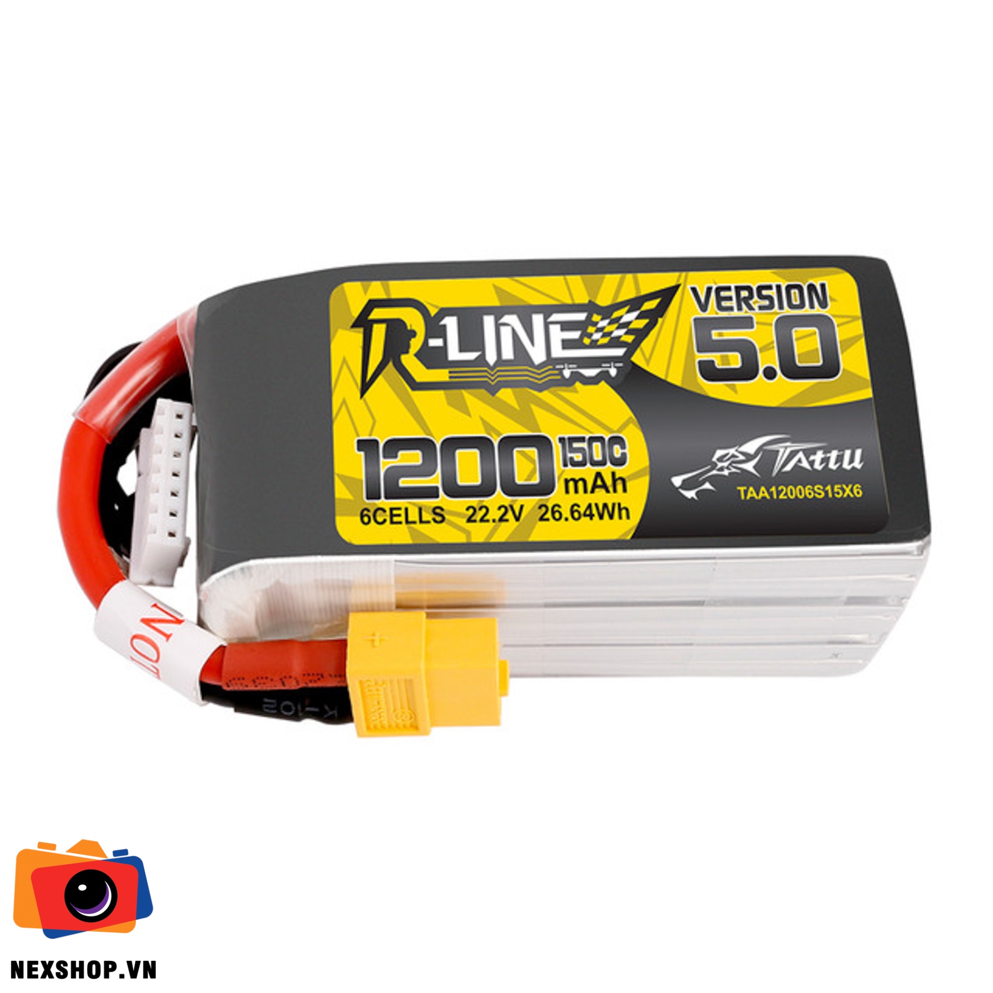 Tattu R-Line Version 5.0 1200mAh 22.2V 150C 6S1P Lipo Battery Pack With XT60 Plug