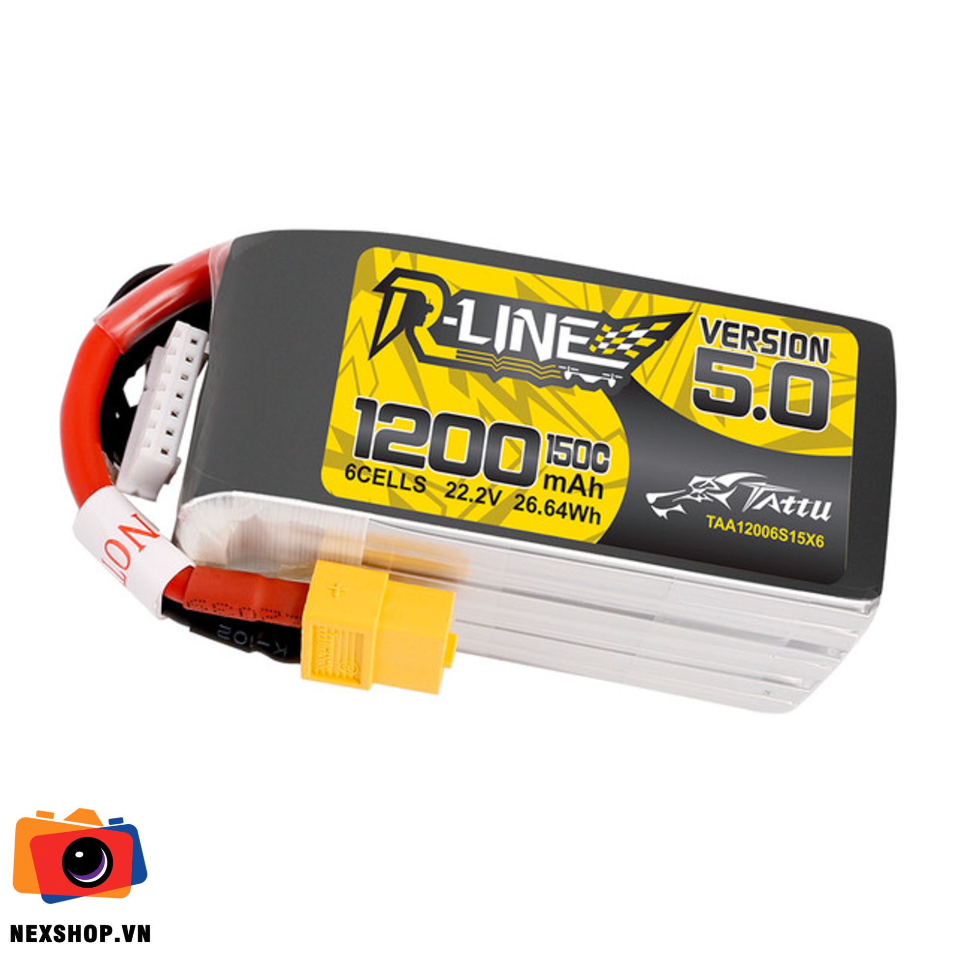Tattu R-Line Version 5.0 1200mAh 22.2V 150C 6S1P Lipo Battery Pack With XT60 Plug