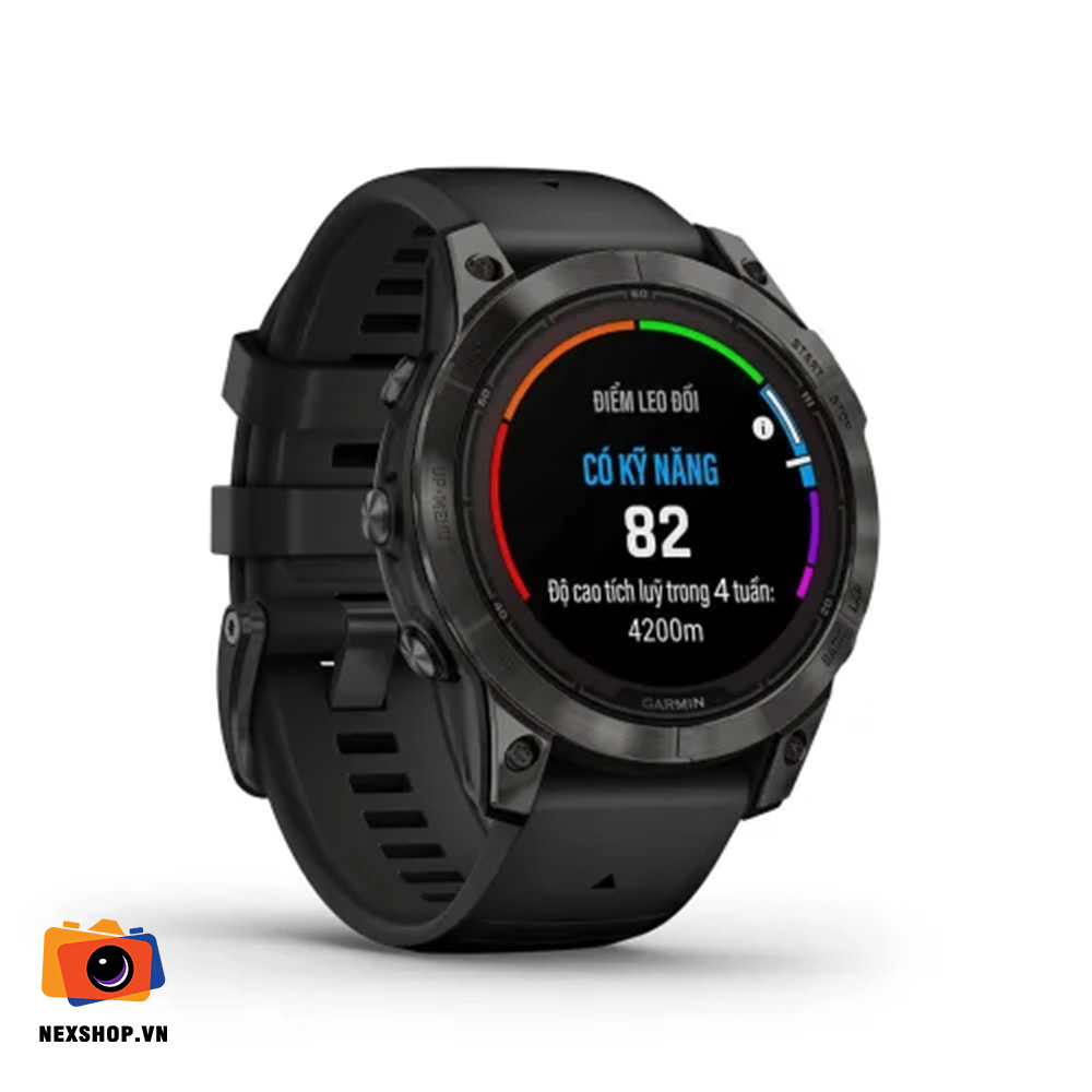 Đồng Hồ Fenix 7 Pro, Sapphire Solar, Vỏ xám Carbon, Viền Titanium, Dây Đen/ Xám | Hàng chính hãng